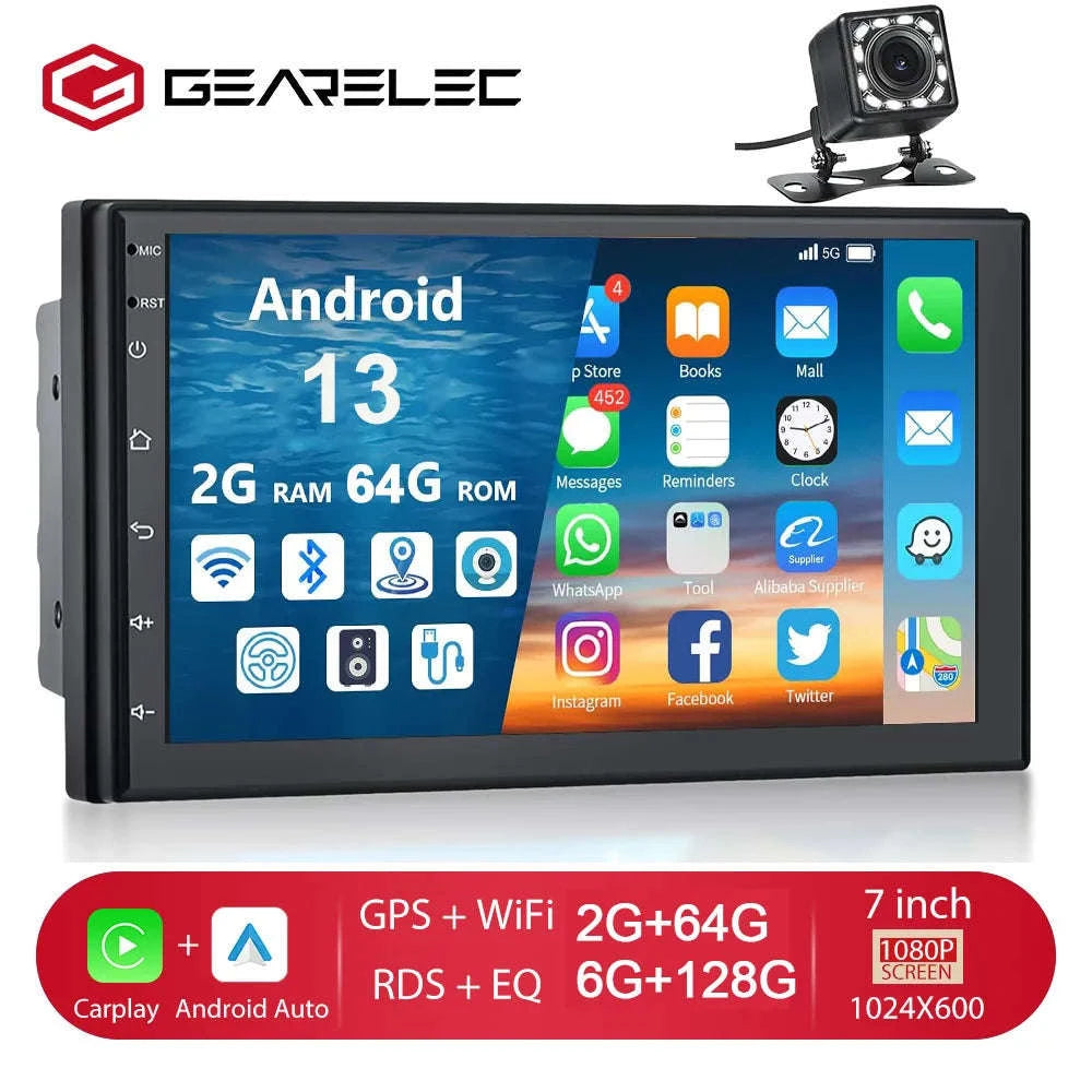 Car Radio 2 Din Multimedia Video Player with CarPlay & Android Auto-7-2-64G-Carplay / france