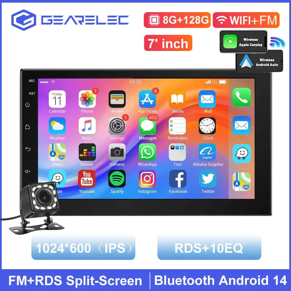 Car Radio 2 Din Multimedia Video Player with CarPlay & Android Auto-7-2-64G-Carplay / france