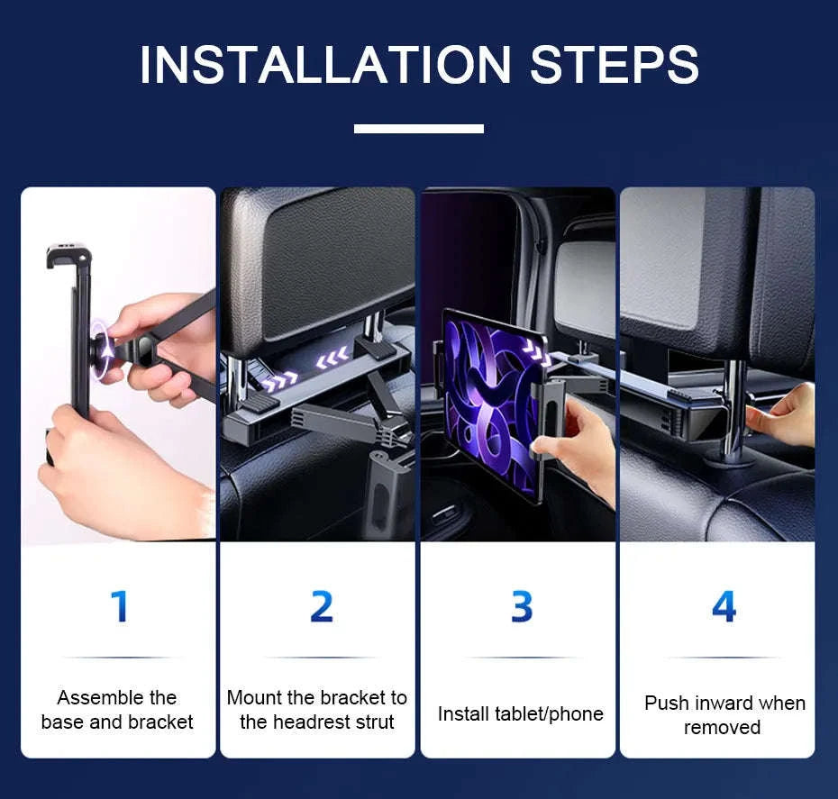 Car Rear Seat Telescopic Tablet Holder for 4-12.9 Inch Devices-1 pc