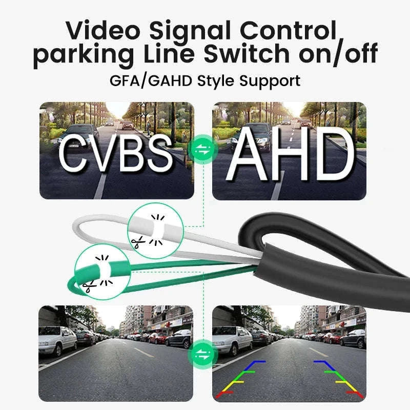Car Rear View Camera 170° Night Vision Wired Parking Camera-Silver-CVBS-AHD720P
