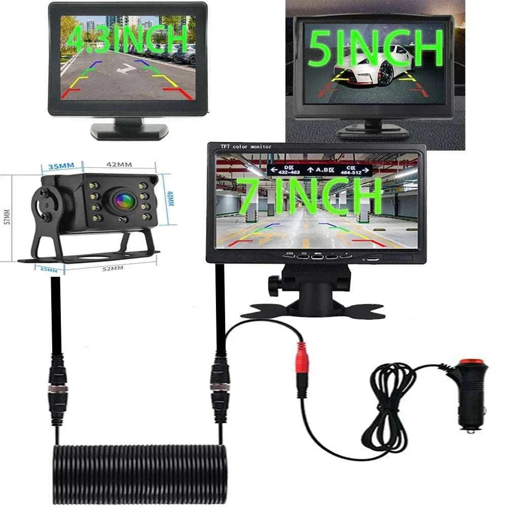 Car Rear View Camera Kit with Monitor & Night Vision (4.3-7")-with 20M cable / 7 inch