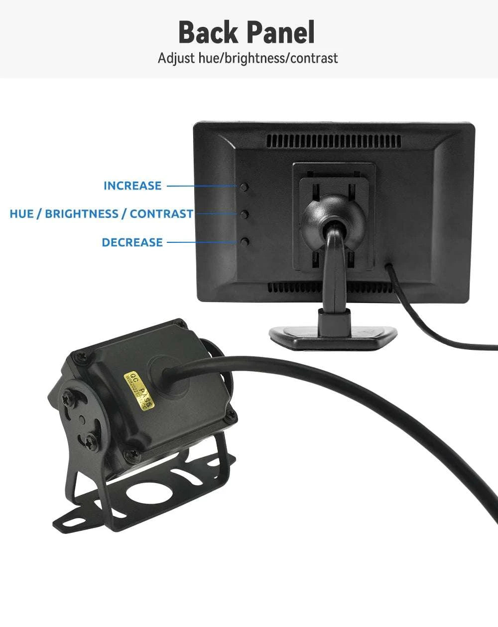 Car Rear View Camera Kit with Monitor & Night Vision (4.3-7")-with 20M cable / 7 inch