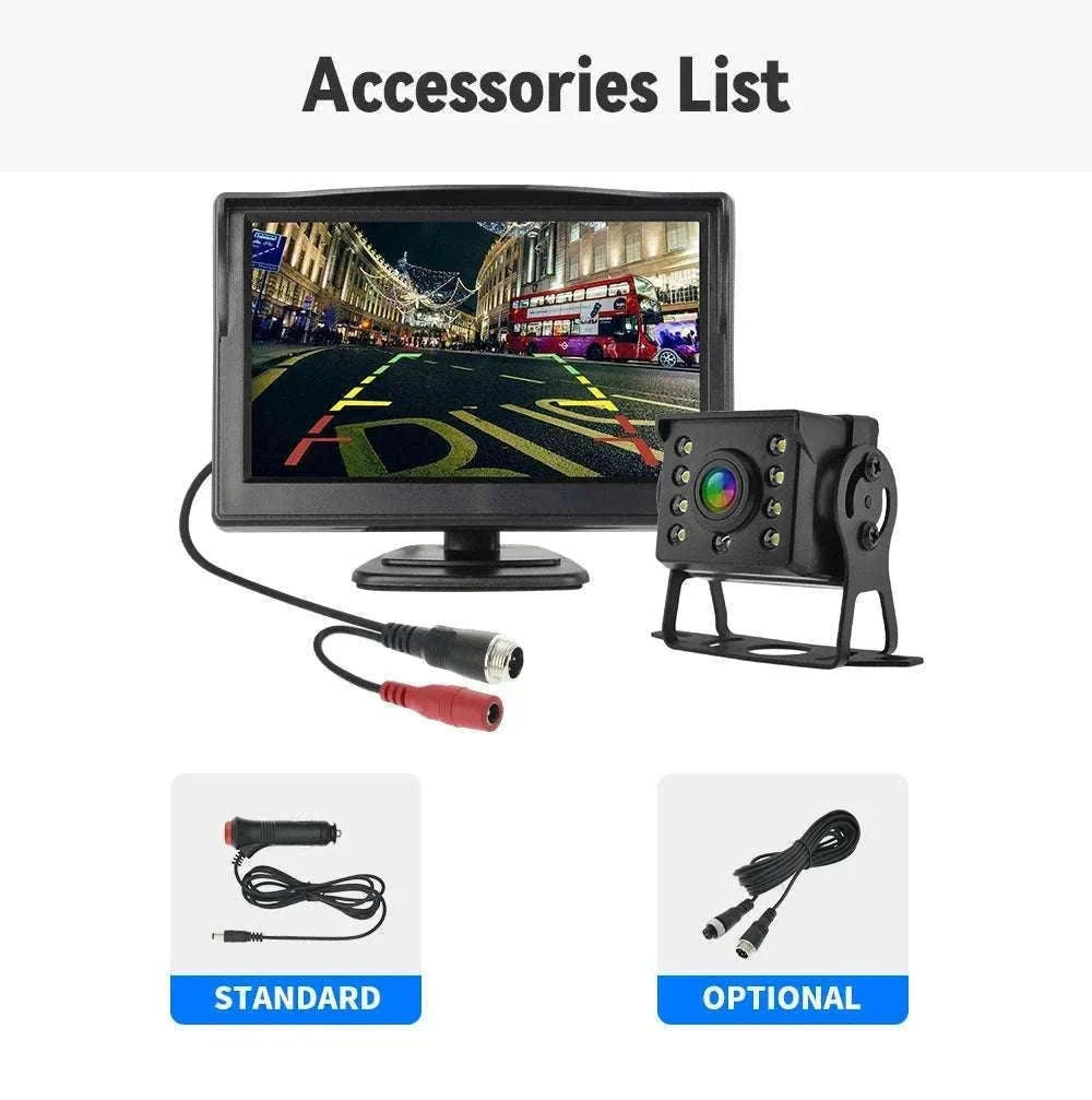 Car Rear View Camera Kit with Monitor & Night Vision (4.3-7")-with 20M cable / 7 inch