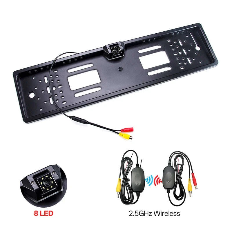 Car Rear View Camera License Plate Frame Waterproof Night Vision-Wire 8 LED CAM / 12 V