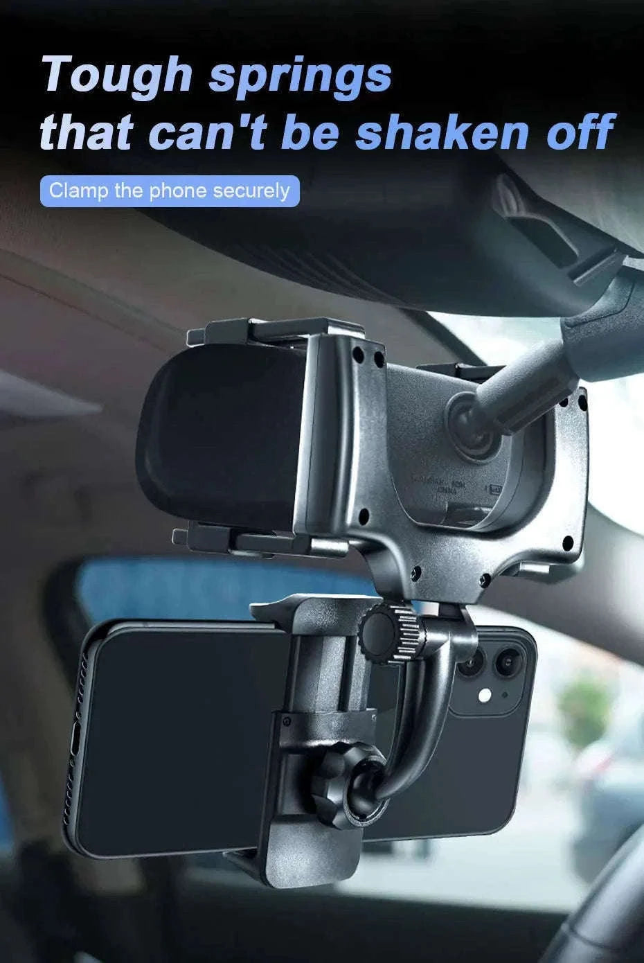 Car Rearview Mirror Phone Holder Stable Anti-Shake 360-Degree Rotation-Option A