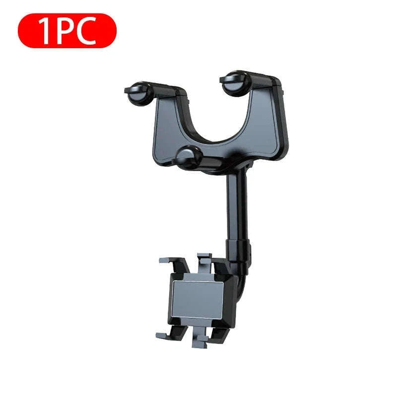 Car Rearview Mirror Phone Holder Stable Anti-Shake 360-Degree Rotation-Option A