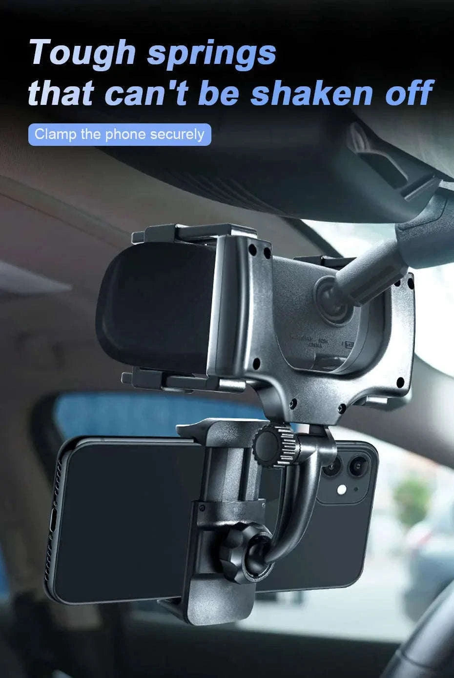 Car Rearview Mirror Phone Holder Stable Anti-Shake 360-Degree Rotation-Option A