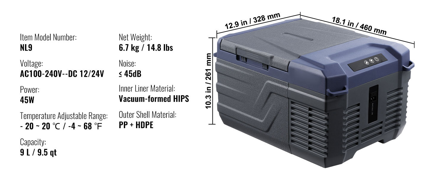 Portable Car Refrigerator with Single or Dual Zone and Bluetooth Control