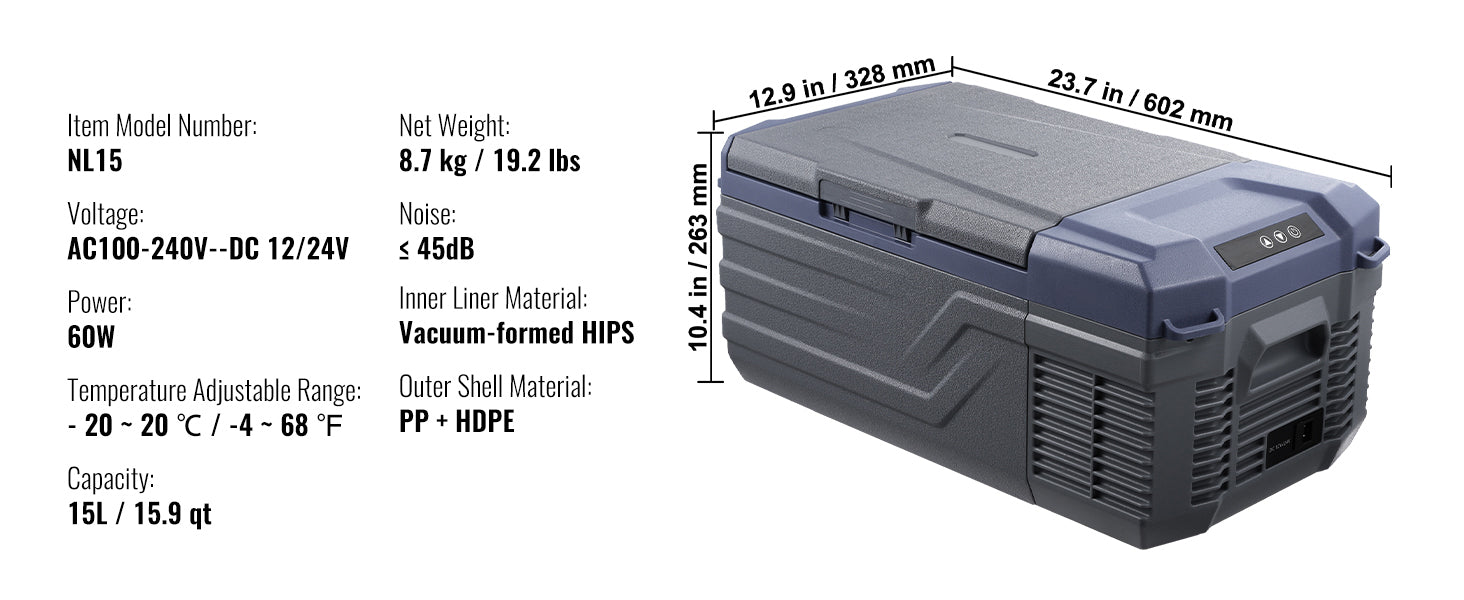 Portable Car Refrigerator with Single or Dual Zone and Bluetooth Control