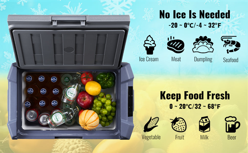 Portable Car Refrigerator Freezer with Built-in Light