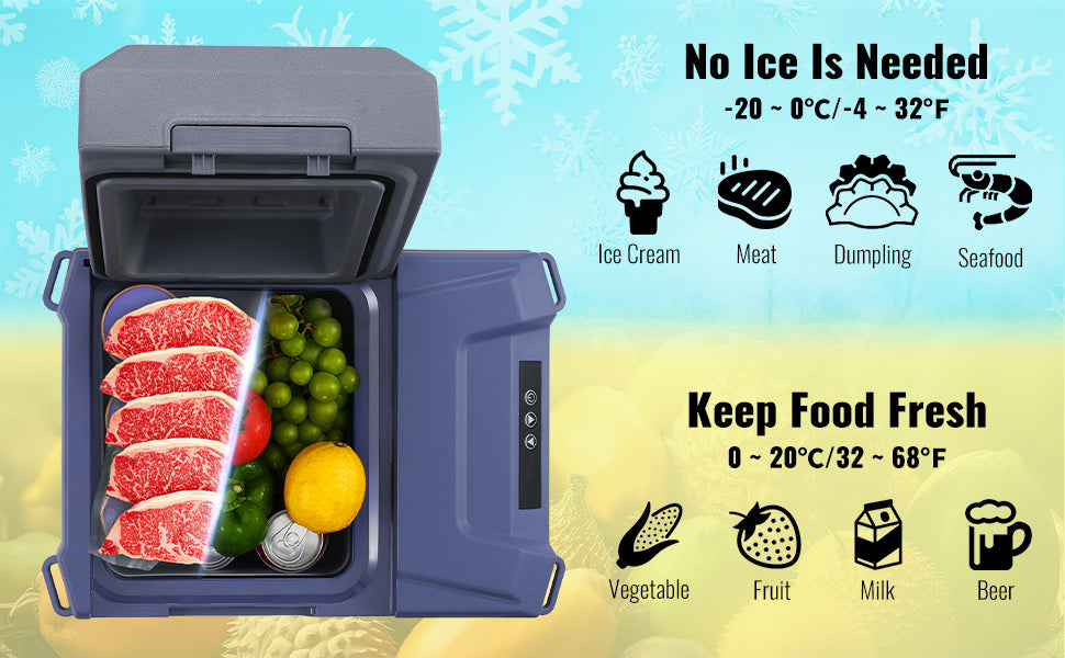 Portable Car Refrigerator with Single or Dual Zone and Bluetooth Control