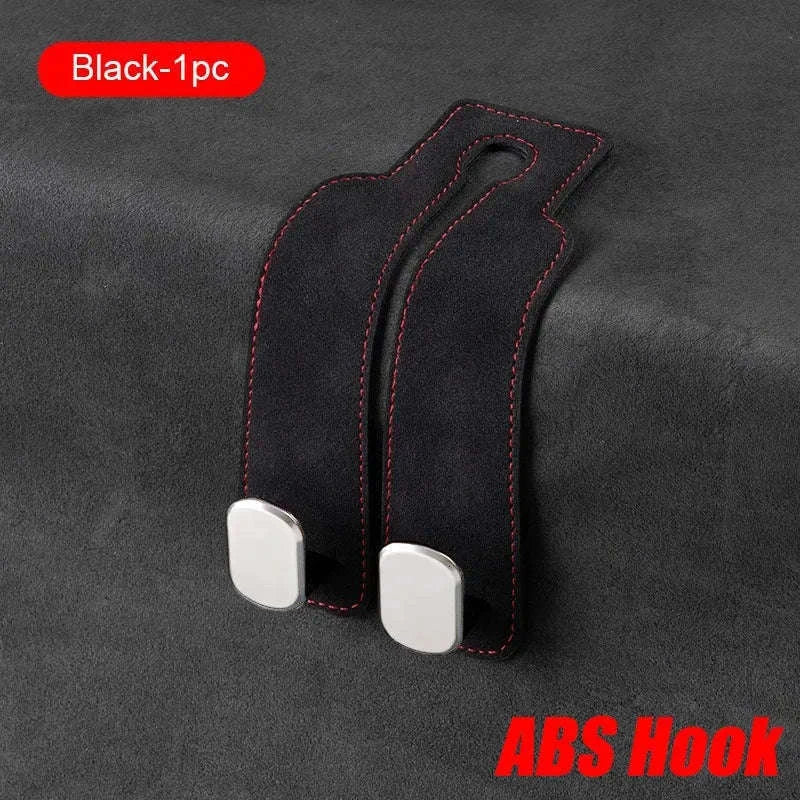 Car Seat Back Hook Luxury Suede Headrest Hanging Hook-ABS-Single-Black