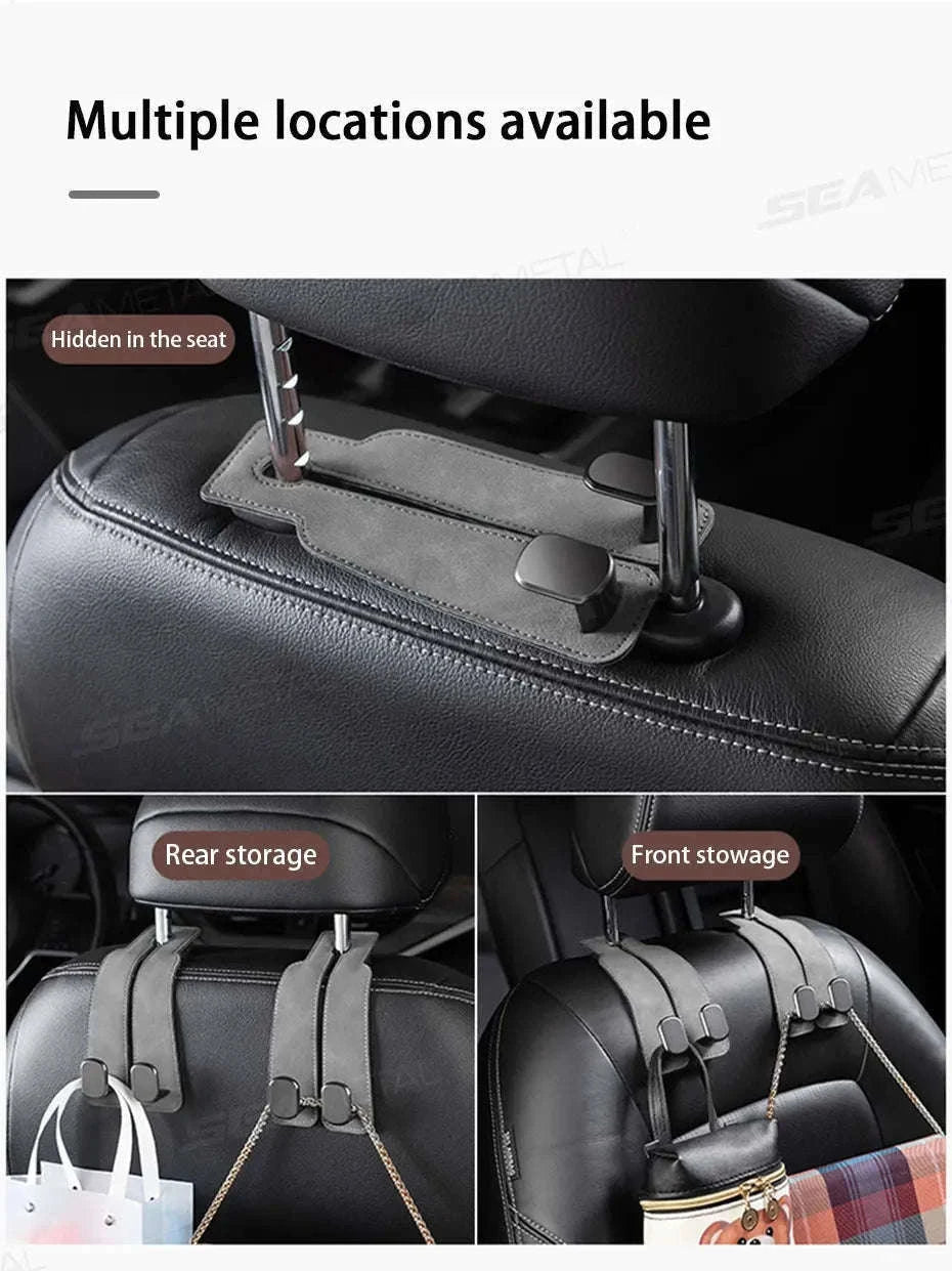 Car Seat Back Hook Luxury Suede Headrest Hanging Hook-ABS-Single-Black