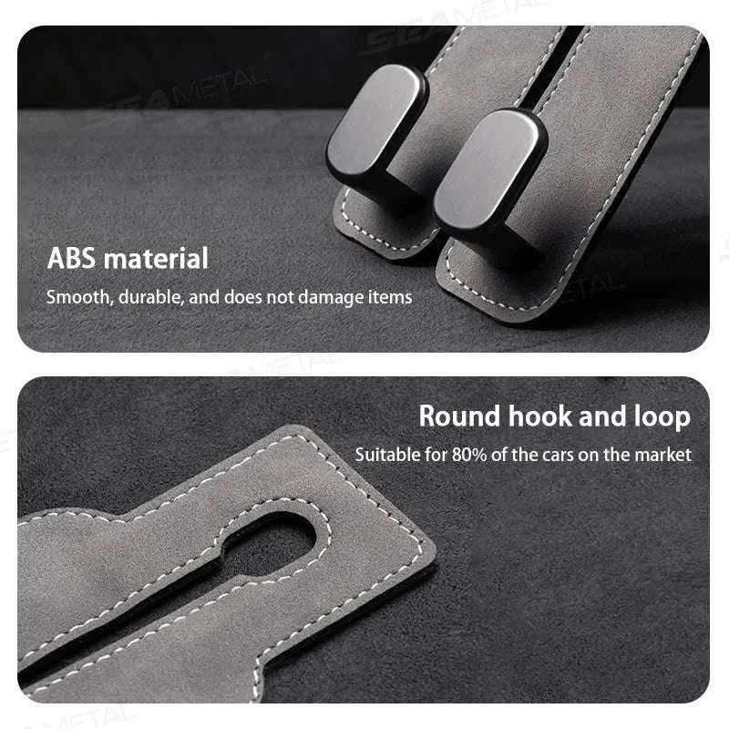 Car Seat Back Hook Luxury Suede Headrest Hanging Hook-ABS-Single-Black