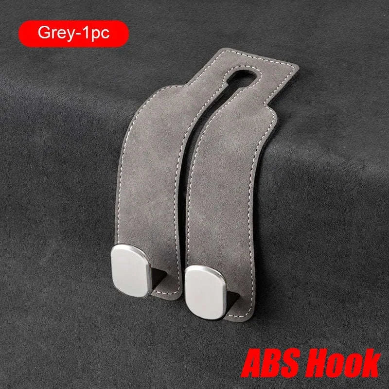 Car Seat Back Hook Luxury Suede Headrest Hanging Hook-ABS-Single-Black