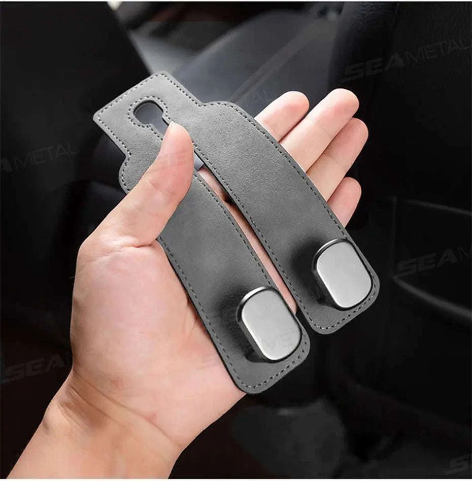 Car Seat Back Hook Luxury Suede Headrest Hanging Hook-ABS-Single-Black