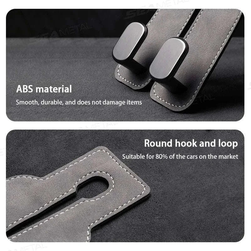Car Seat Back Hook Luxury Suede Headrest Hanging Hook-ABS-Single-Black