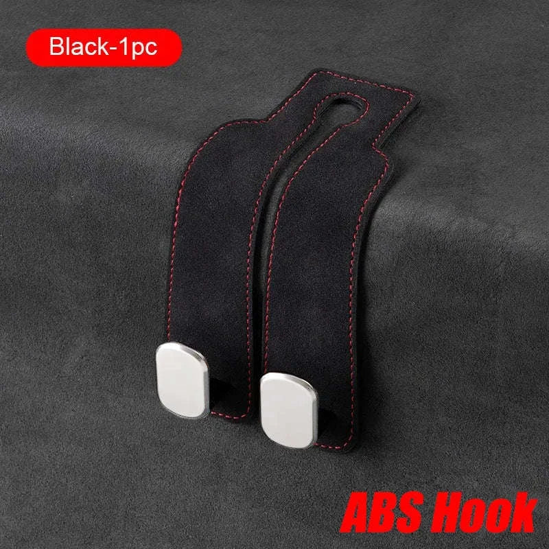 Car Seat Back Hook Luxury Suede Headrest Hanging Hook-ABS-Single-Black