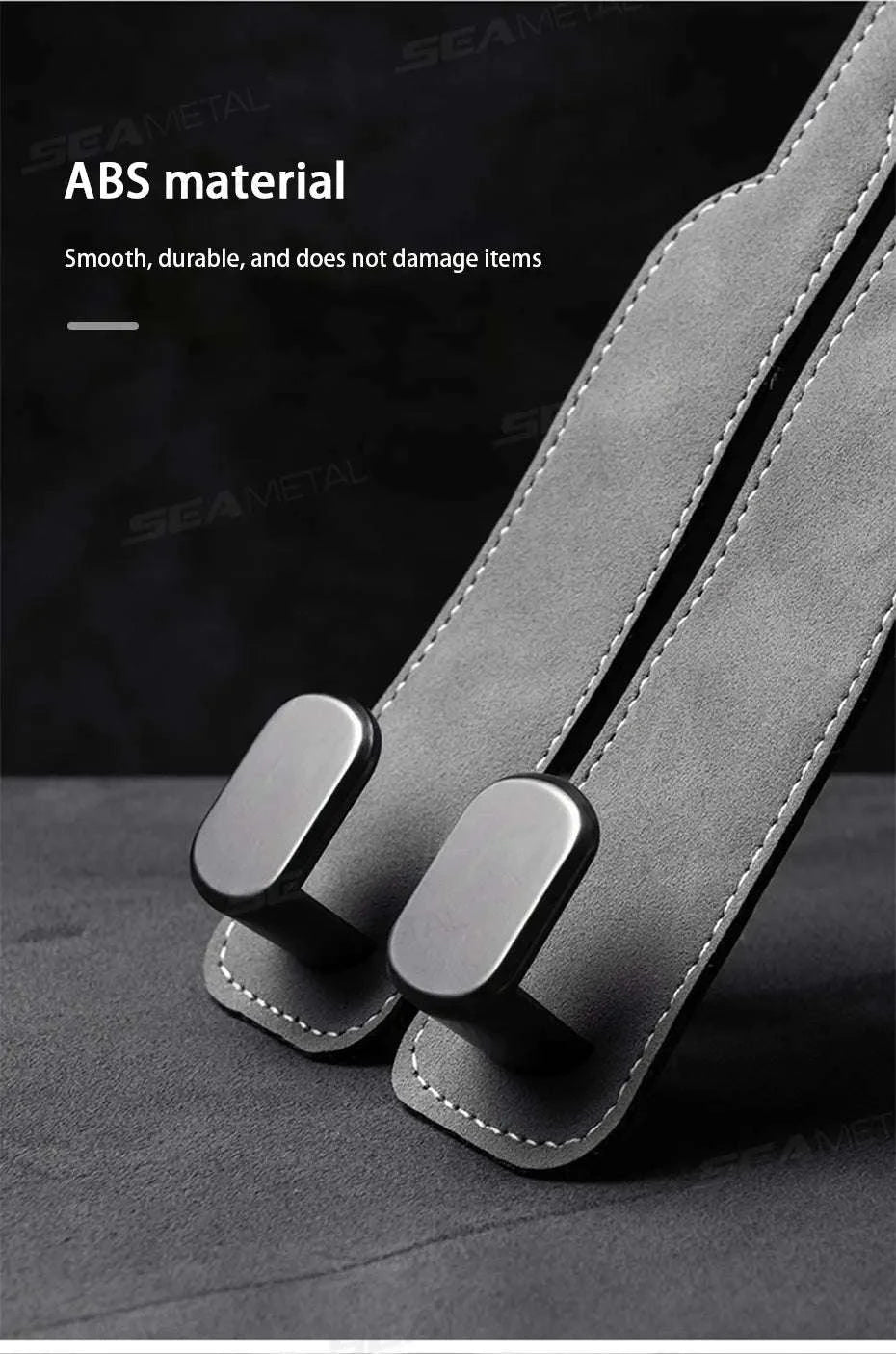 Car Seat Back Hook Luxury Suede Headrest Hanging Hook-ABS-Single-Black