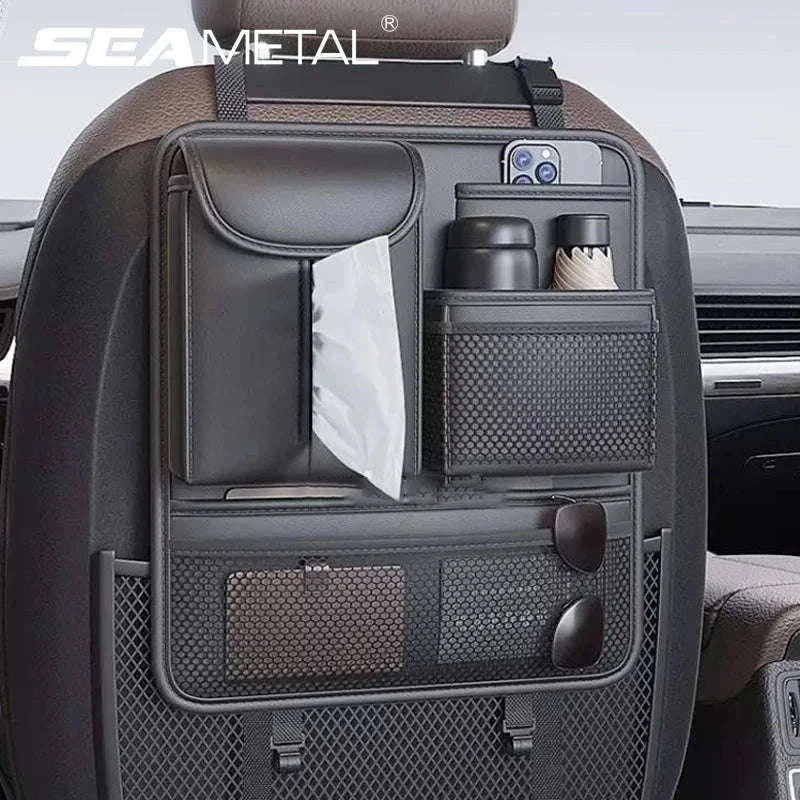 Car Seat Back Organizer Rear Row Storage Bag-Gray 1pc