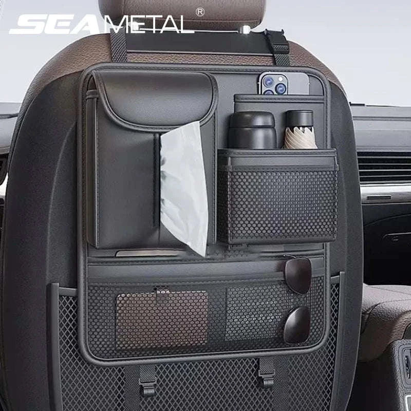 Car Seat Back Organizer Rear Row Storage Bag-Gray 1pc