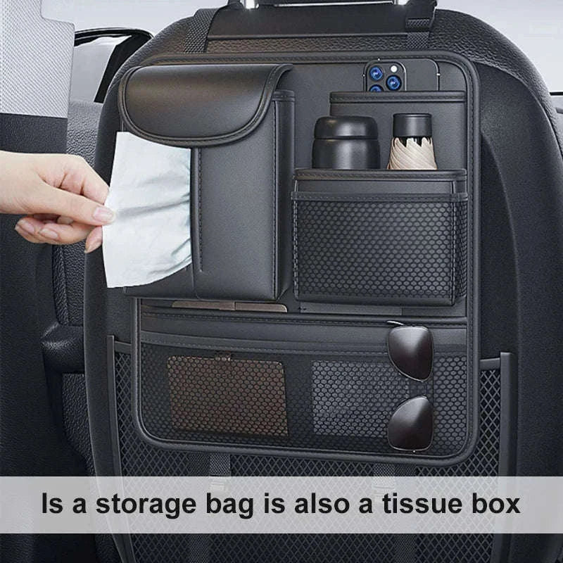 Car Seat Back Organizer Rear Row Storage Bag-Gray 1pc
