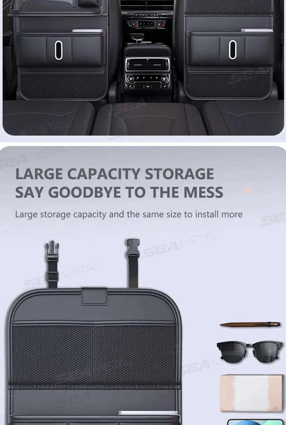 Car Seat Back Organizer with Foldable Tray-1 pc