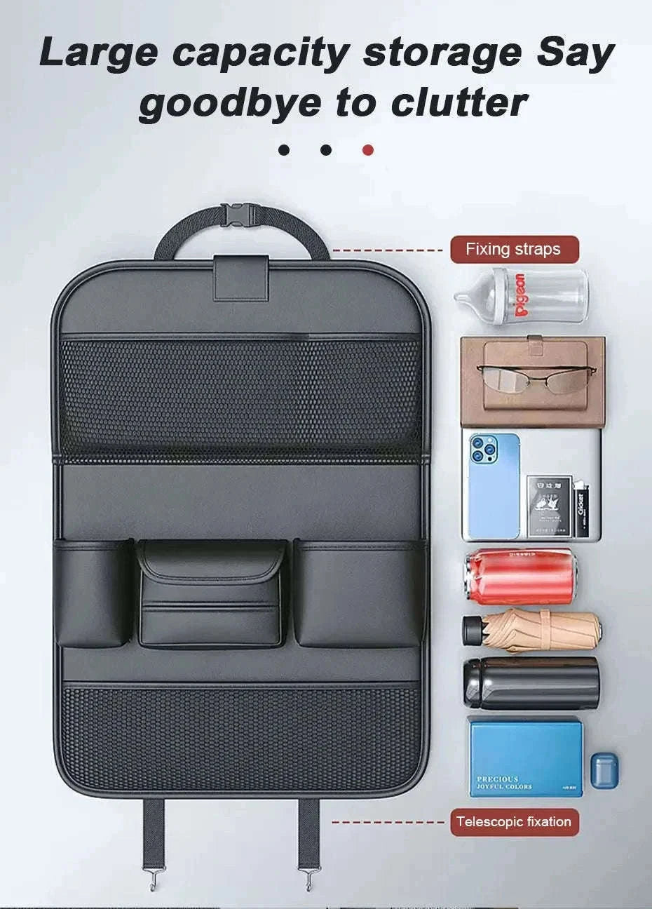 Car Seat Back Organizer with Foldable Tray-black 1pc