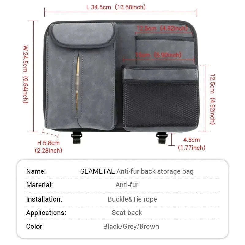 Car Seat Back Organizer with Multi-Pocket Storage-Brown 1 PC