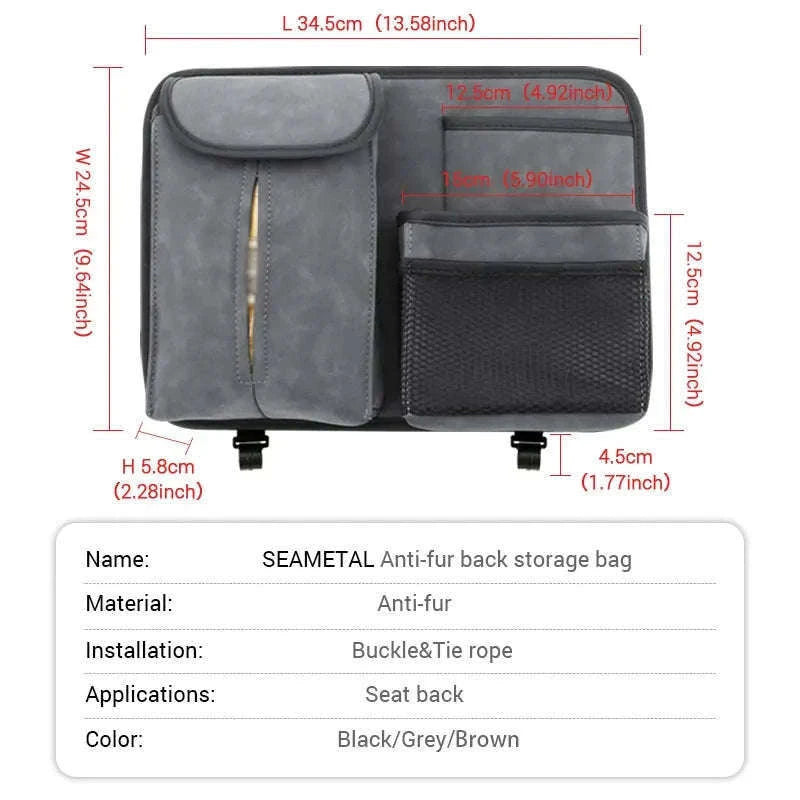 Car Seat Back Organizer with Multi-Pocket Storage-Brown 1 PC