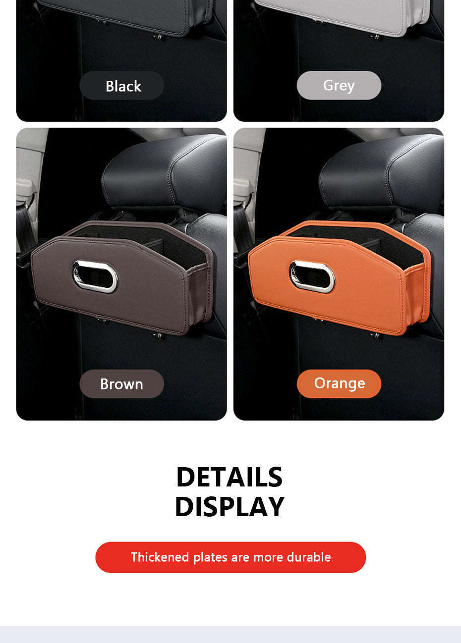 Car Seat Back Organizer with Tissue Holder, Cup Holder and Hooks-Black