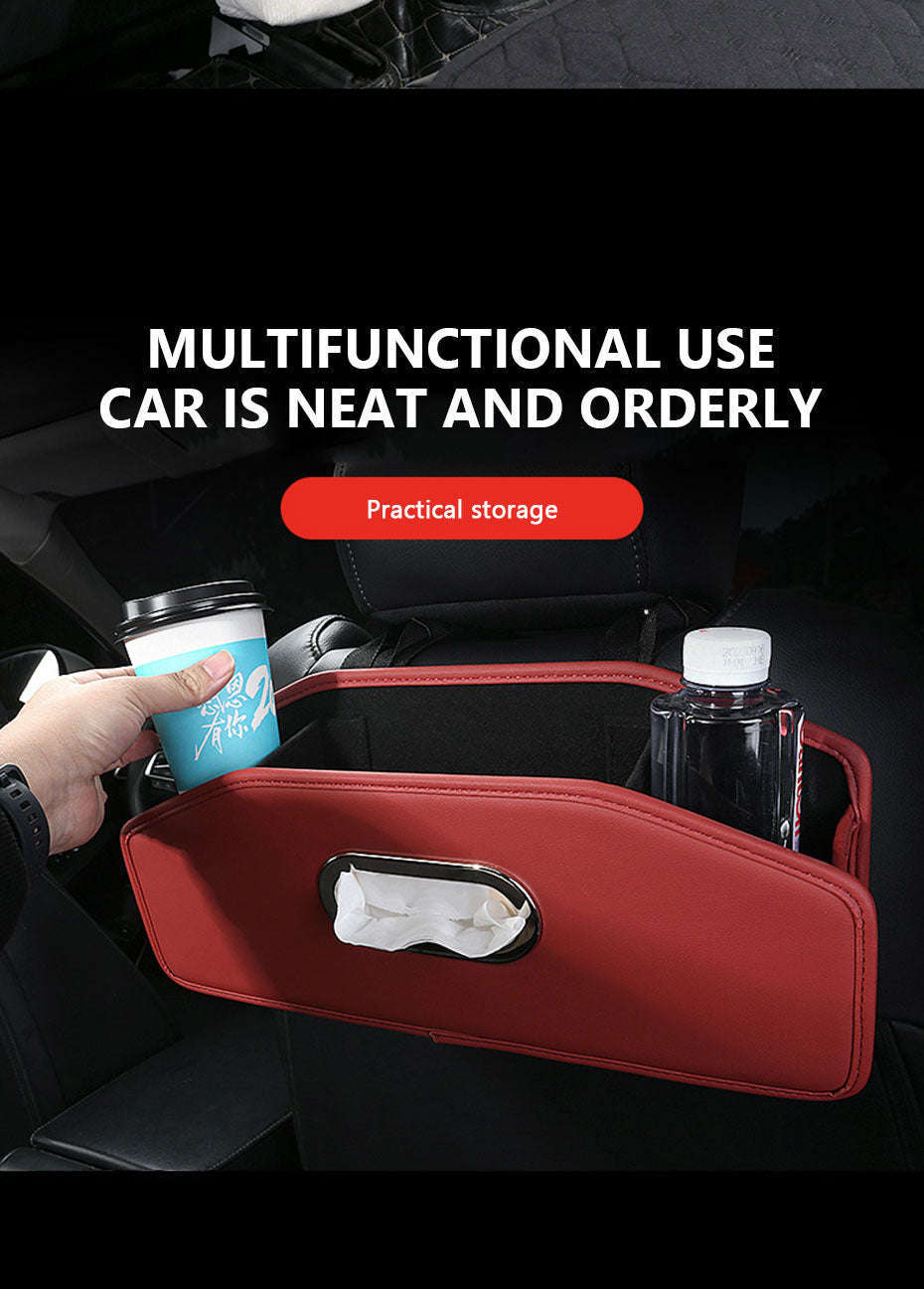 Car Seat Back Organizer with Tissue Holder, Cup Holder and Hooks-Black