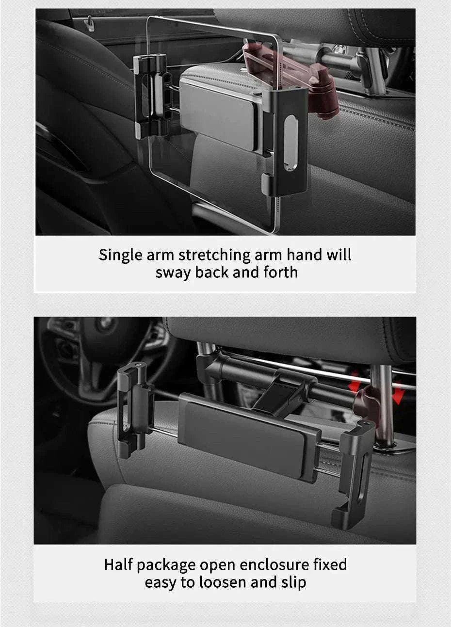 Car Seat Back Phone Holder Rear Row Tablet Mount-black