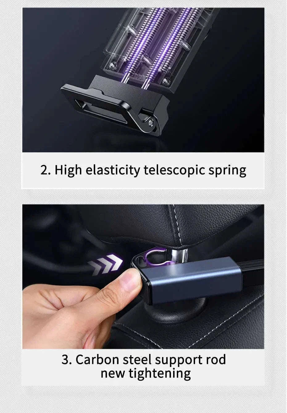 Car Seat Back Phone Holder Rear Row Tablet Mount-black