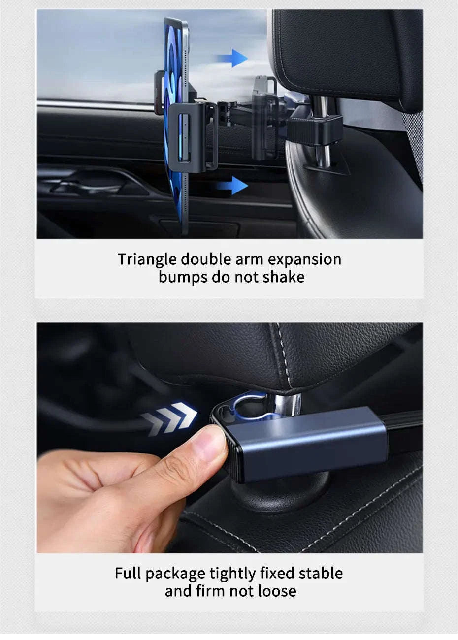 Car Seat Back Phone Holder Rear Row Tablet Mount-black