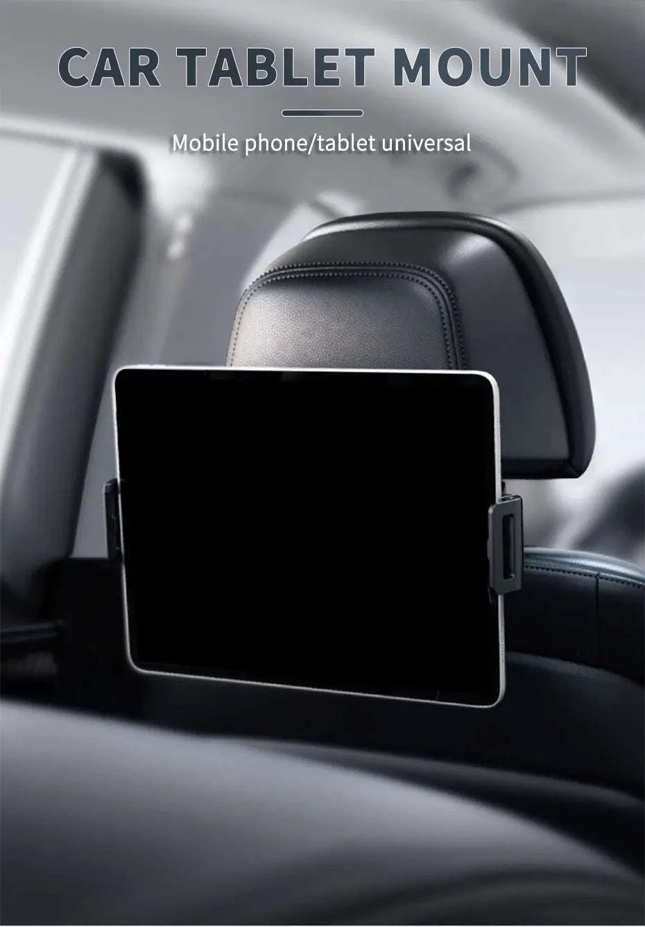 Car Seat Back Phone Holder Rear Row Tablet Mount-black
