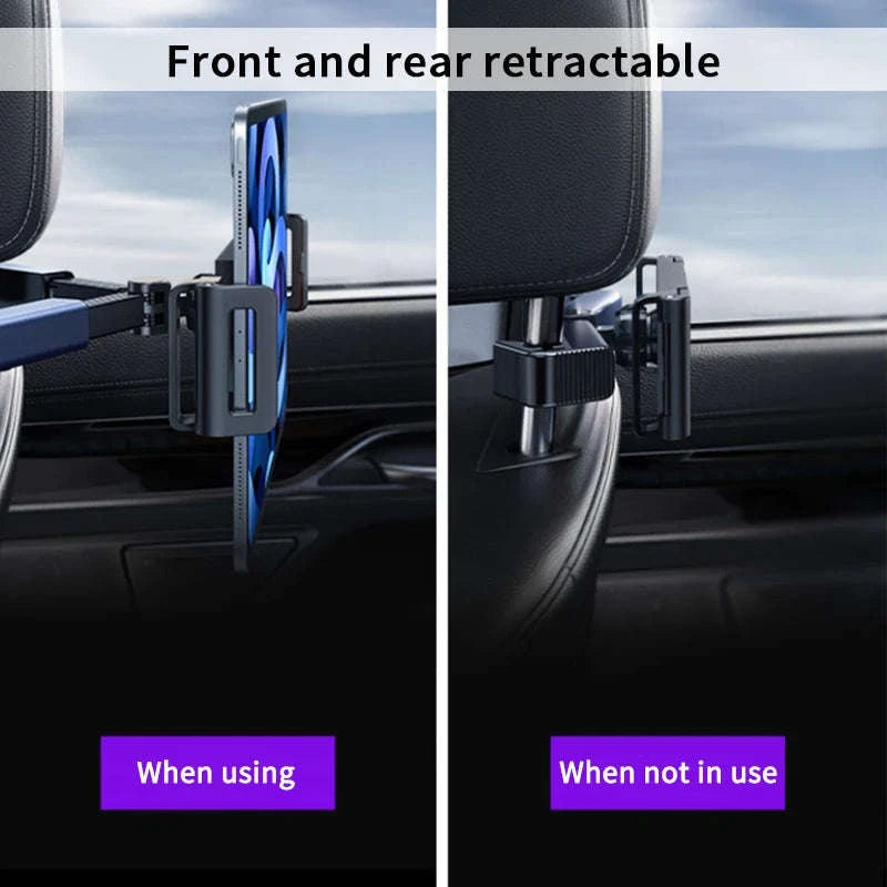Car Seat Back Phone Holder Rear Row Tablet Mount-black