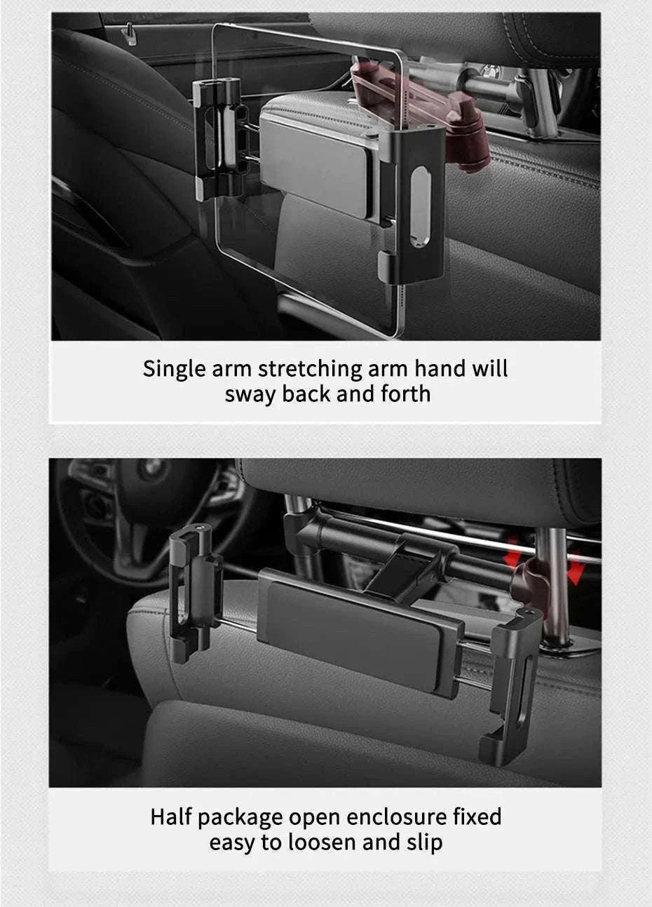 Car Seat Back Phone Holder Rear Row Tablet Mount-black