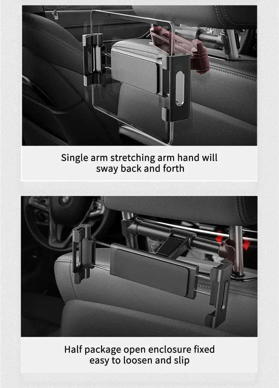 Car Seat Back Phone Holder Rear Row Tablet Mount-black