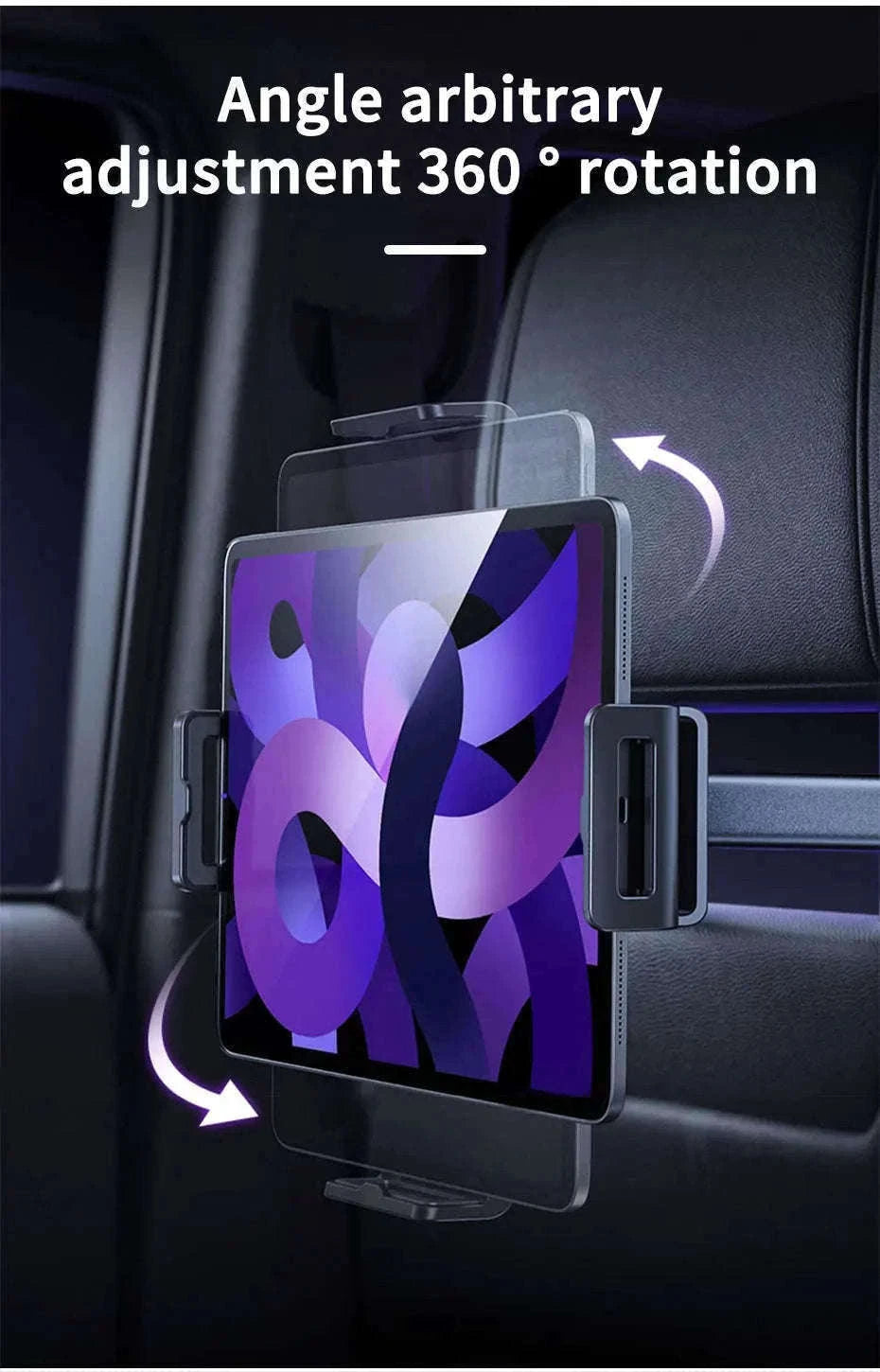 Car Seat Back Phone Holder Rear Row Tablet Mount-black