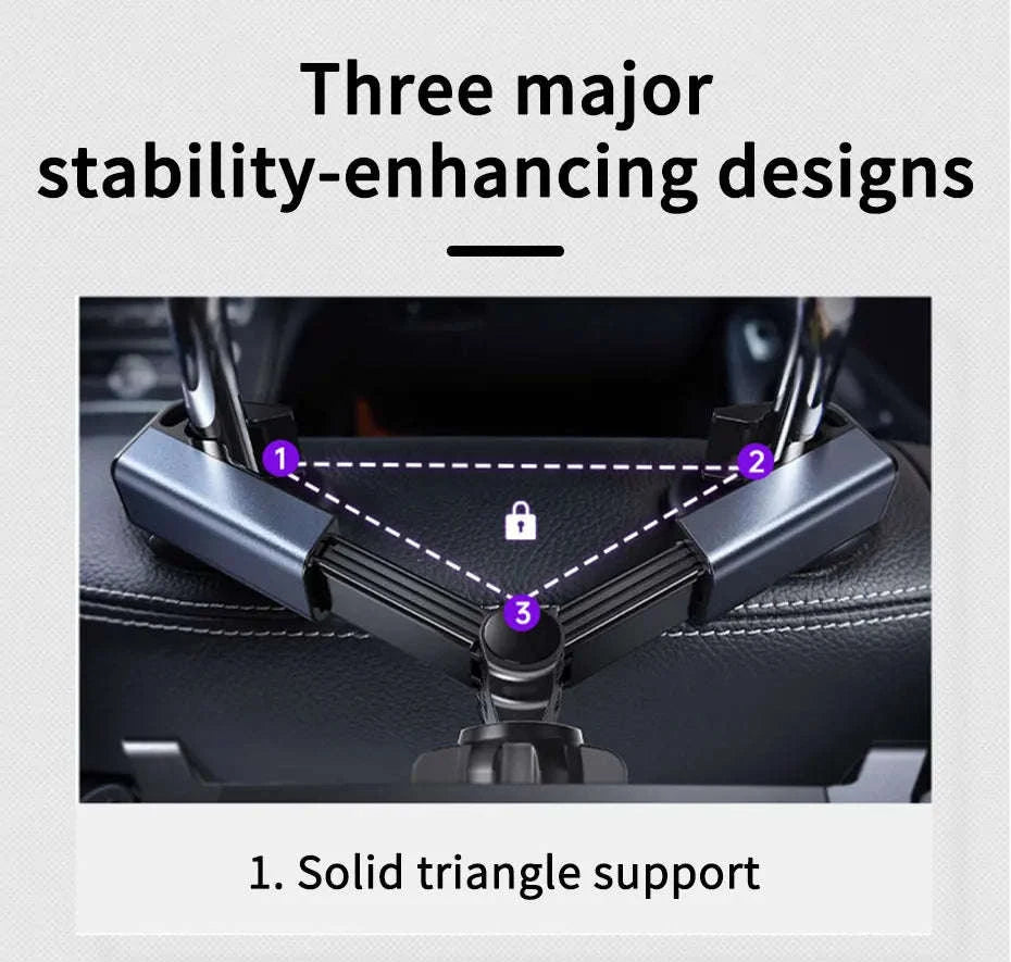 Car Seat Back Phone Holder Rear Row Tablet Mount-black