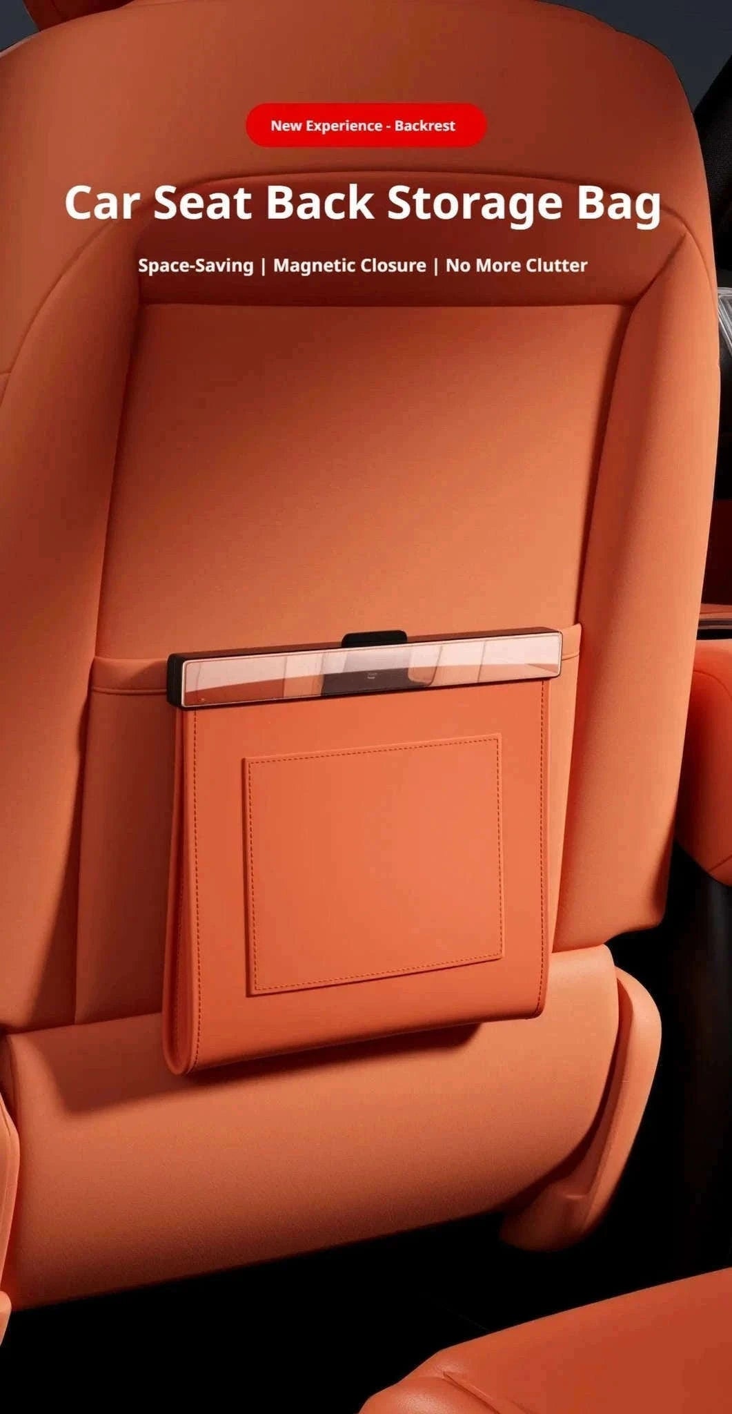 Car Seat Back Trash Can with Magnetic Lid-Orange