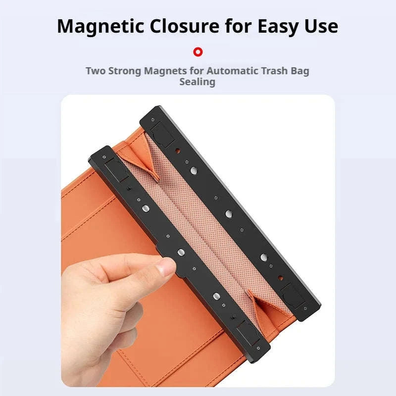 Car Seat Back Trash Can with Magnetic Lid-Orange