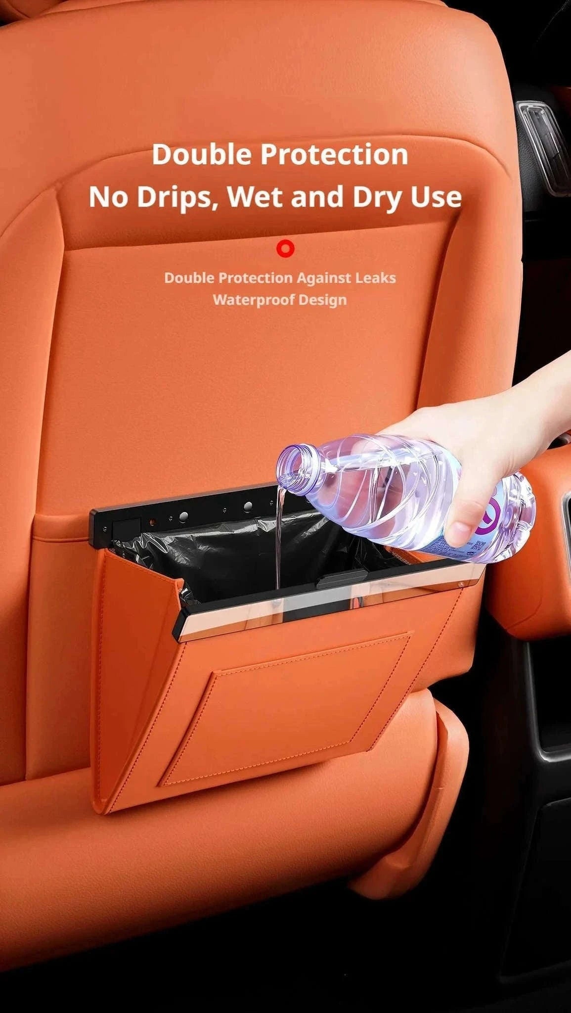 Car Seat Back Trash Can with Magnetic Lid-Orange