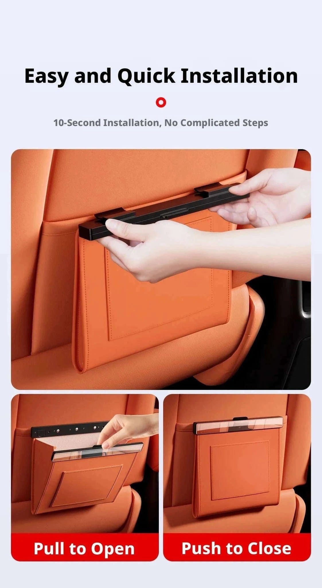 Car Seat Back Trash Can with Magnetic Lid-Orange