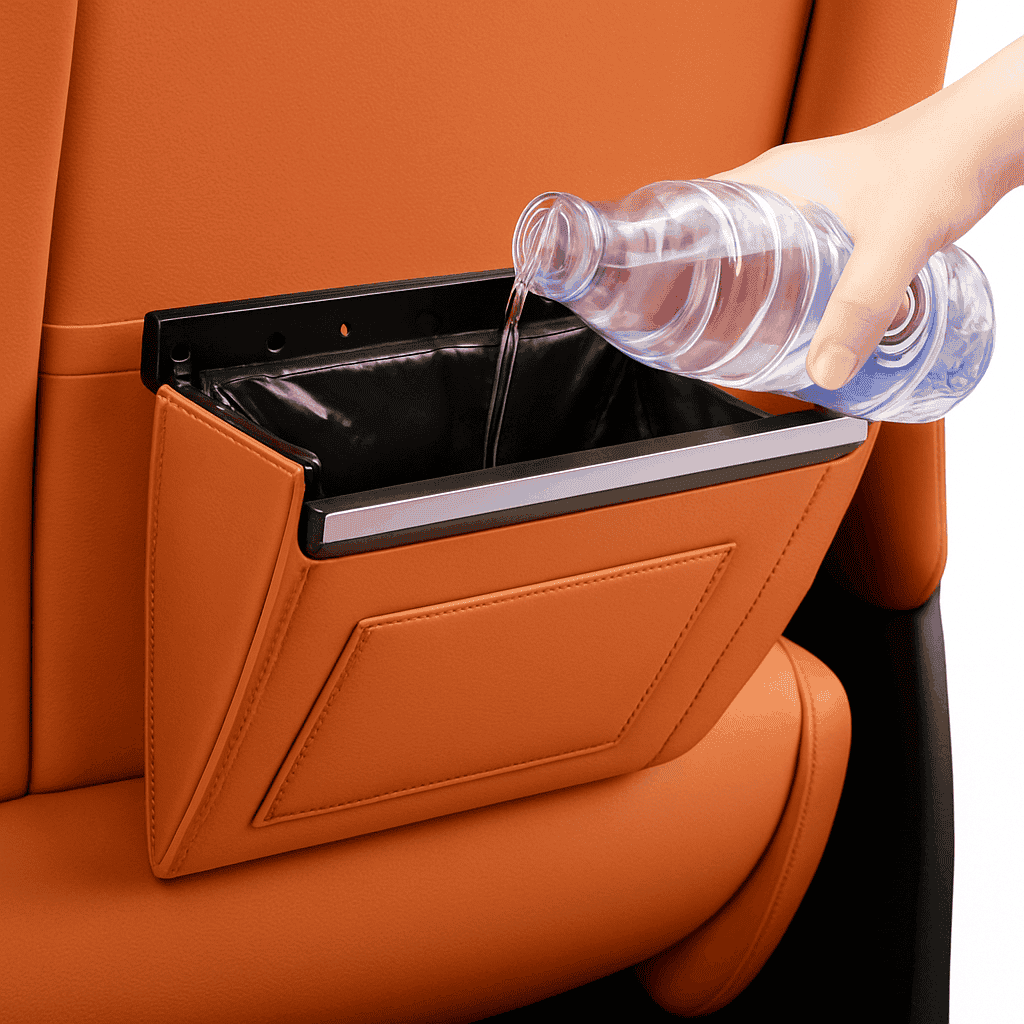 Car Seat Back Trash Can with Magnetic Lid-Orange