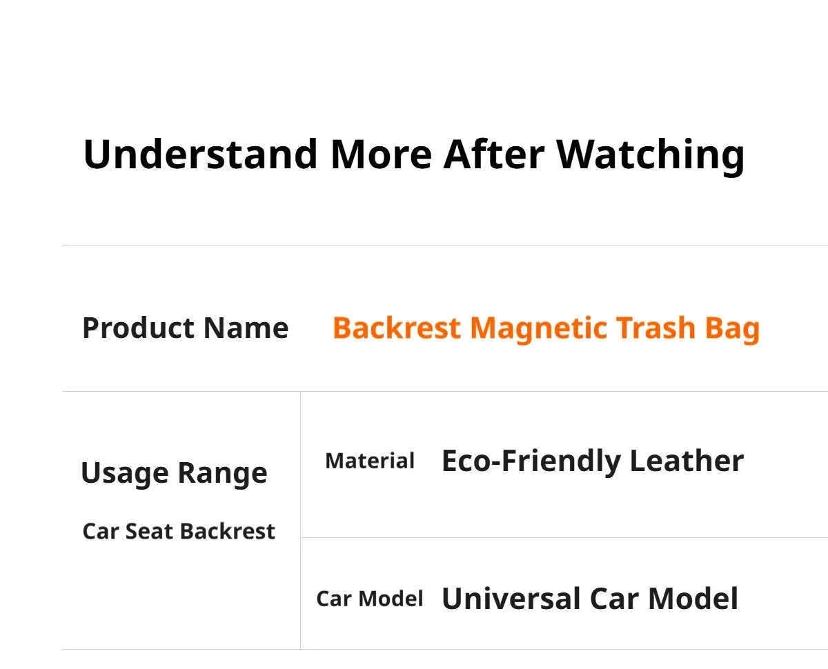 Car Seat Back Trash Can with Magnetic Lid-Orange