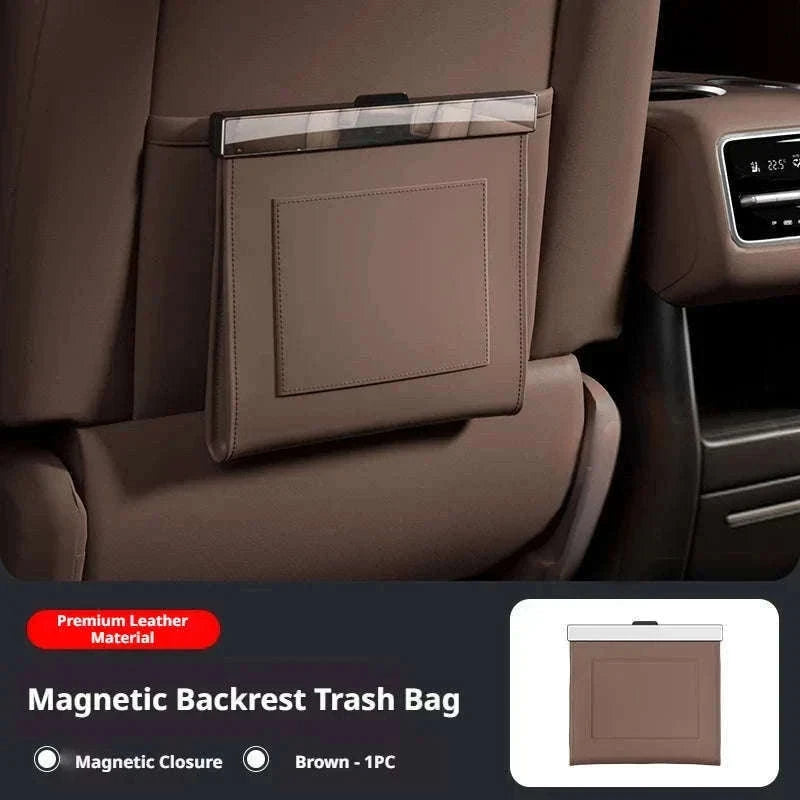 Car Seat Back Trash Can with Magnetic Lid-Orange