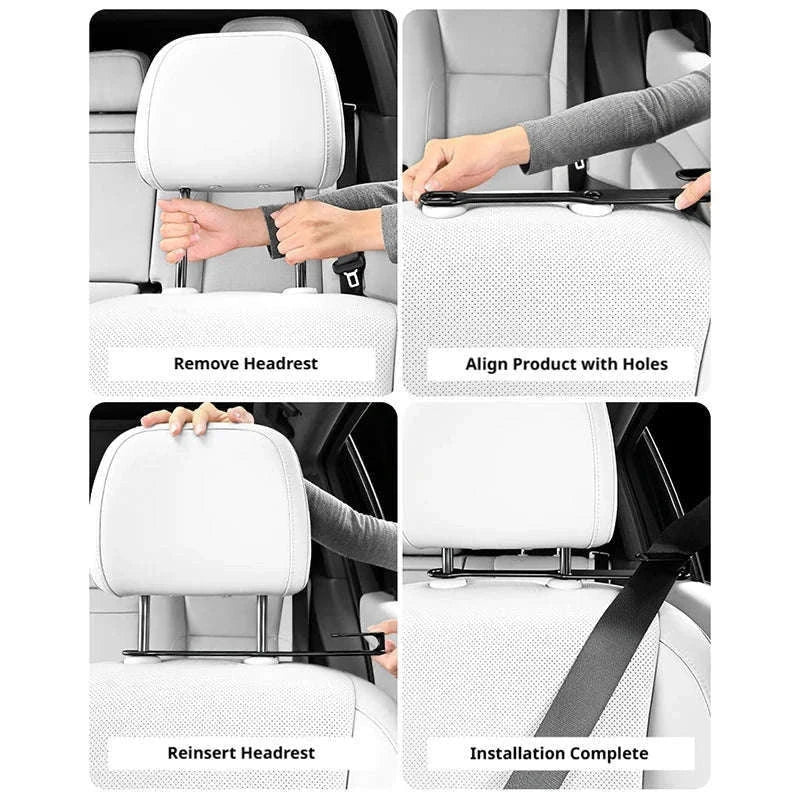 Car Seat Belt Holder Headrest Seat Belt Fastener-White 2pcs