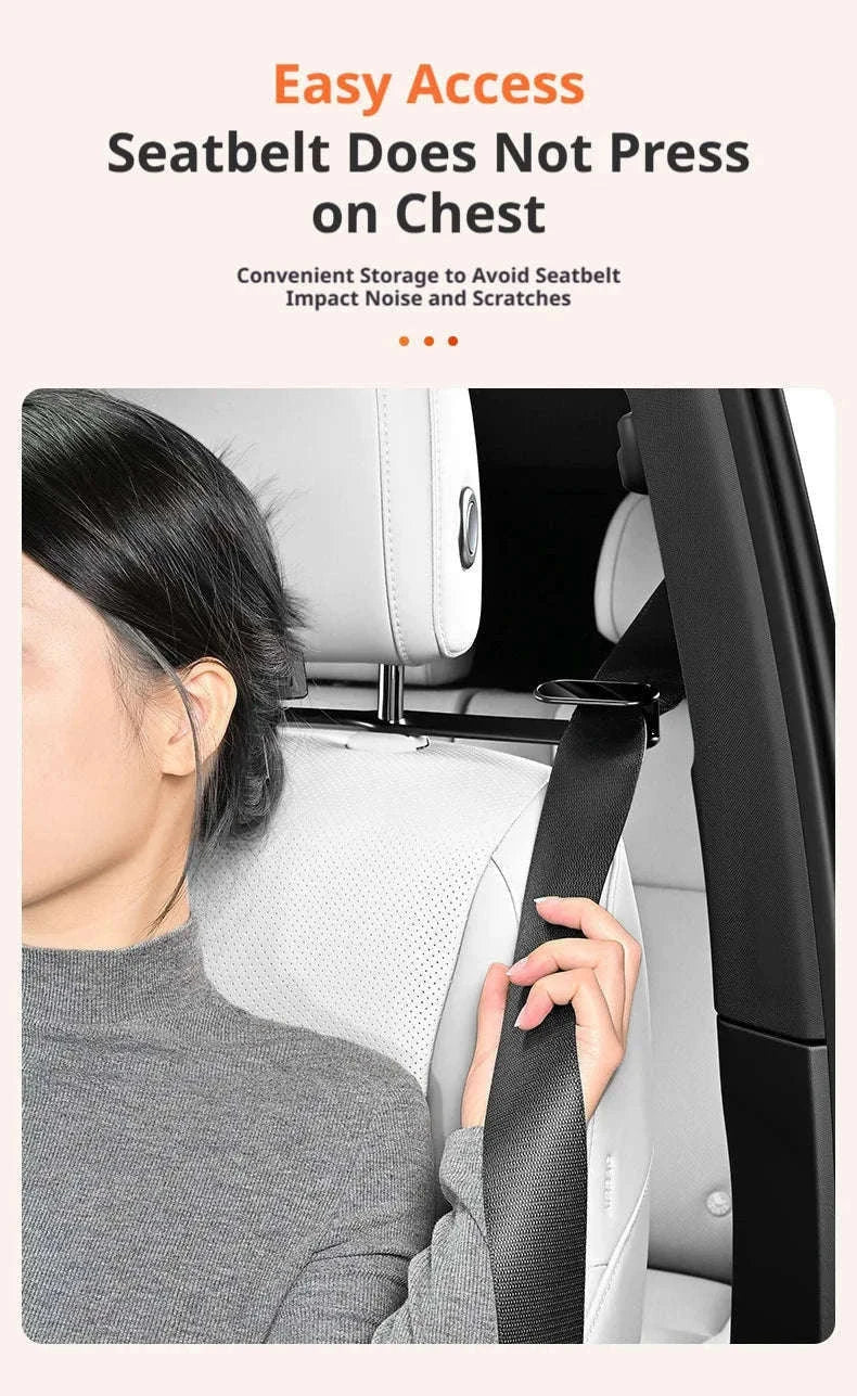 Car Seat Belt Holder Headrest Seat Belt Fastener-White 2pcs